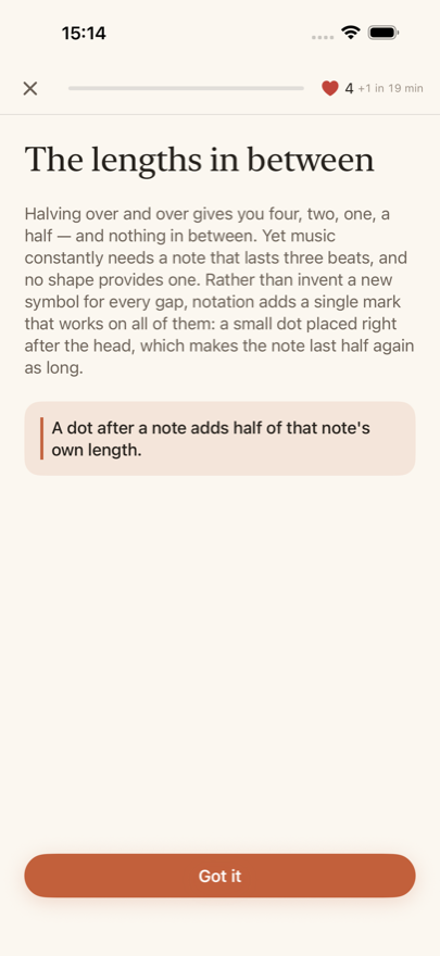 A theory card explaining the augmentation dot: a few sentences of text followed by the rule to remember.